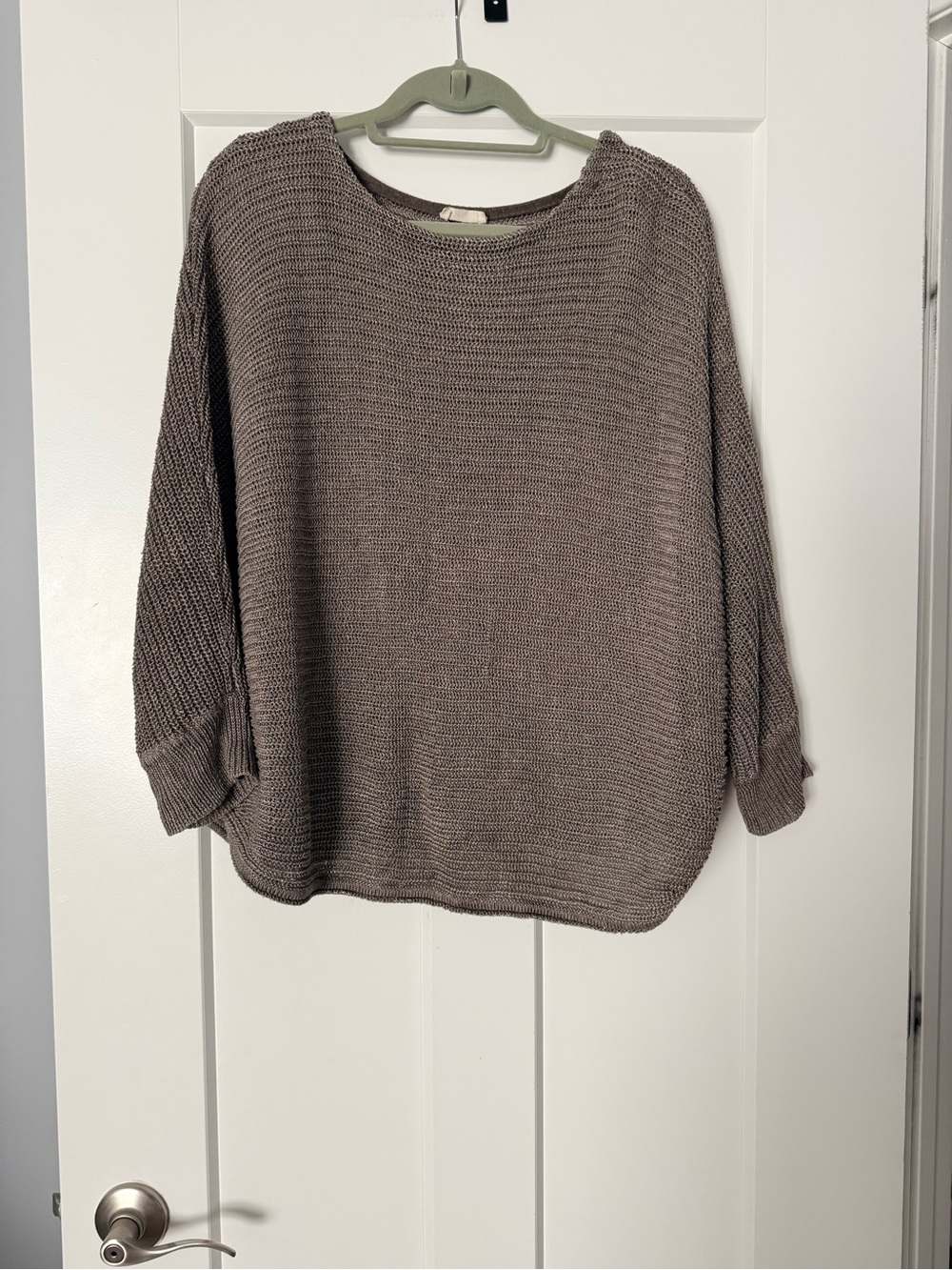 Poetry Oversized Scoop-Neck Sweater in Taupe Gray
